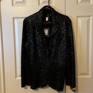 Brand new Norma Kamali black sequin blazer.
